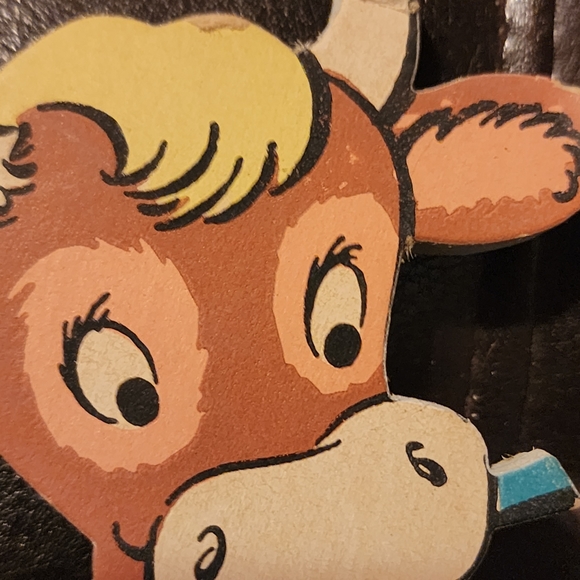 Little Boy Blue Cow Mother Goose Fairytale Pin-ups 1950s Dolly Toy Nursery Decor - Picture 2 of 4